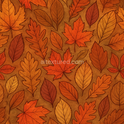 Decorative Autumn Leaves Texture Seamless 1024X1024