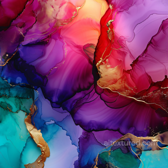Alcohol Ink PBR Texture Featuring Violet Waves and Gold Veining Alcohol ink texture preview
