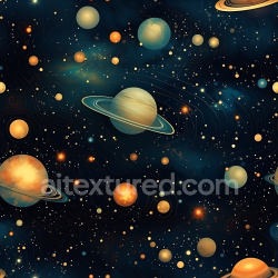 seamless Seamless 3D Space PBR Texture Featuring Stylized Planets and Starfield texture 8k free download PBR