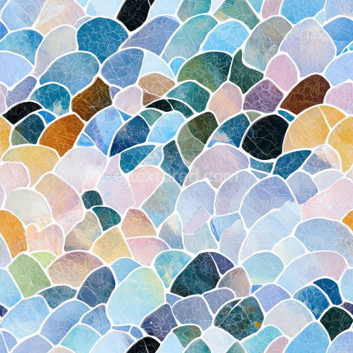 Seamless 3D Mosaic PBR Texture of Multicolored Cracked Ceramic Tiles texture preview