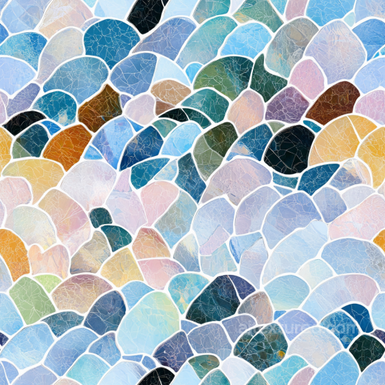 Mosaic PBR Texture of Multicolored Cracked Ceramic Tiles Mosaic texture preview