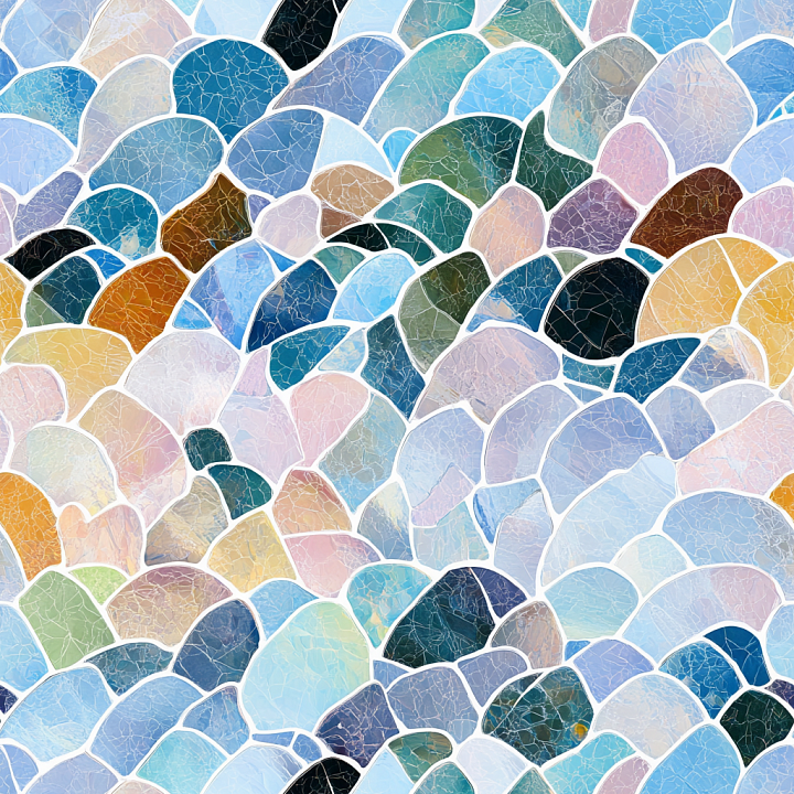 Mosaic of Multicolored Cracked Ceramic Tiles seamless PBR texture preview