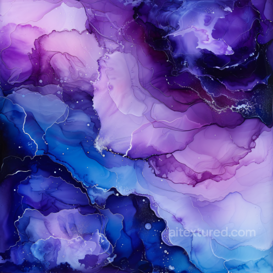 Alcohol Ink PBR Texture Featuring Fluid Purple and Blue Swirls with Delicate Veins Alcohol ink texture preview