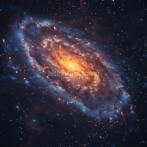 Seamless 3D PBR Texture of a Spiral Galaxy with Bright Core and Starfield