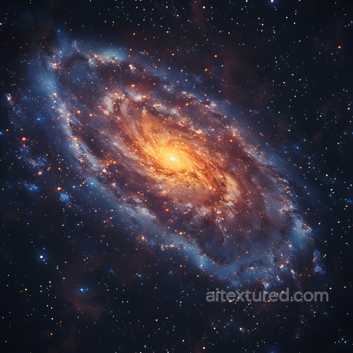 of a Spiral Galaxy with Bright Core and Starfield seamless Star, space, planets PBR texture