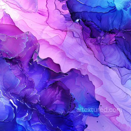 Alcohol Ink PBR Texture Featuring Violet and Blue Fluid Swirls seamless Alcohol ink PBR texture