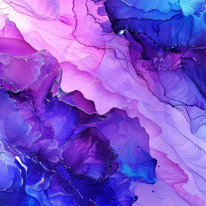 Alcohol Ink Featuring Violet and Blue Fluid Swirls seamless PBR texture preview