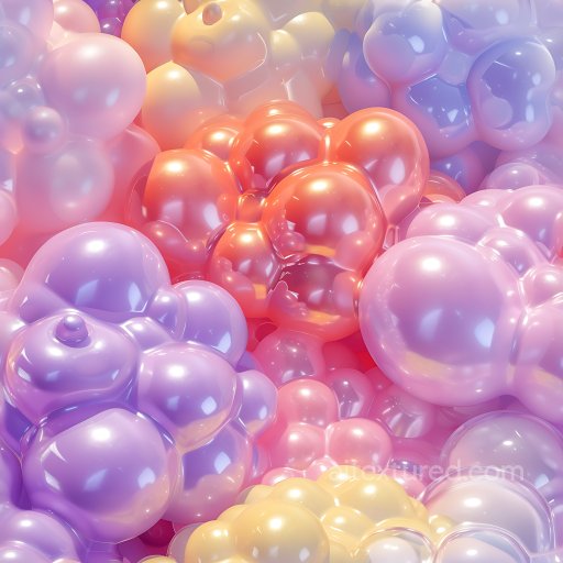 Inflated Bubble Cluster PBR Texture in Pastel Colors seamless Inflated PBR texture