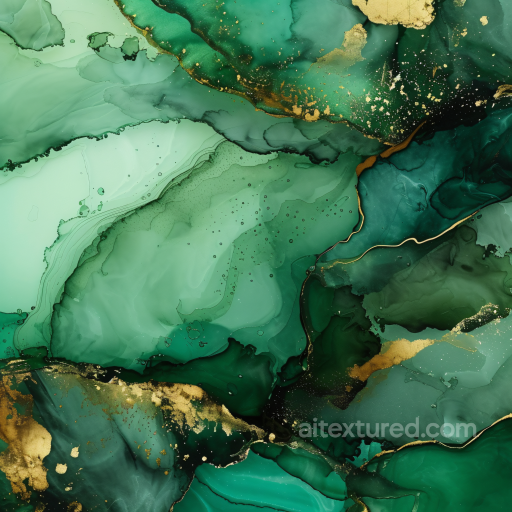 Emerald Green Alcohol Ink PBR Texture with Gold Veins and Fluid Marbling seamless Alcohol ink PBR texture