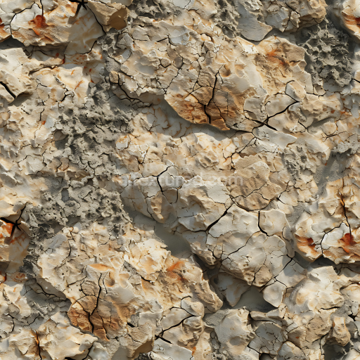 Seamless 3D Weathered Cracked Stone Rock PBR Texture with Rough Erosion and Rust Tones
