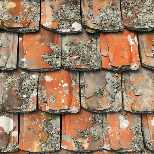 Weathered Stone Roof Tile PBR Texture with Lichen and Cracks seamless Stone PBR texture