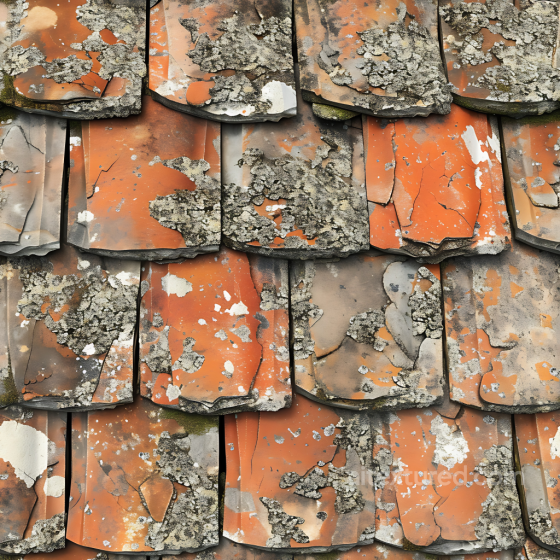 Weathered Stone Roof Tile PBR Texture with Lichen and Cracks Stone texture preview