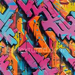 seamless Seamless 3D PBR graffiti texture with vibrant dripping paint in pink, orange, and blue texture 8k free download PBR