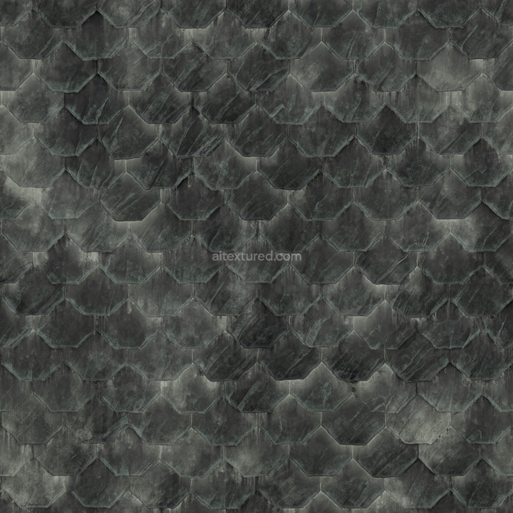 Seamless dark roofing tiles texture for 3D rendering