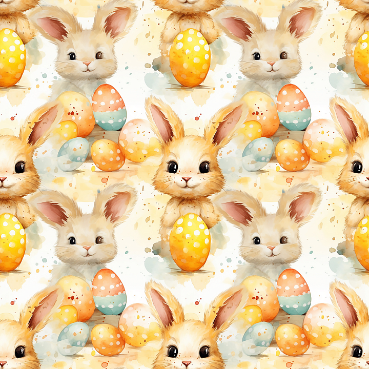 Featuring Cute Easter Bunny and Soft Pastel Eggs seamless PBR texture preview