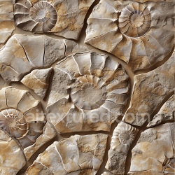 seamless Seamless 3D Fossilized Stone PBR Texture Featuring Ammonite Shell Imprints and Weathered Surfaces texture 8k free download PBR