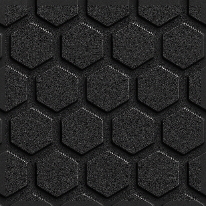 Tactile Plate Raised Hexagons On Matte Black Composite Plate seamless PBR texture preview