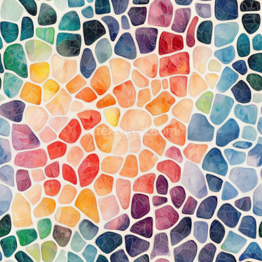 Seamless 3D Mosaic PBR Texture of Colorful Irregular Stone Chips with Matte Finish texture preview