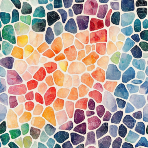 Mosaic PBR Texture of Colorful Irregular Stone Chips with Matte Finish seamless Mosaic PBR texture