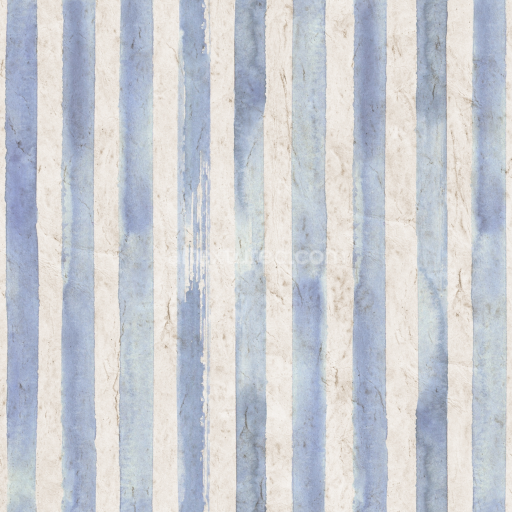Seamless 3D PBR Watercolor Stripes Fabric Texture in Blue and Cream