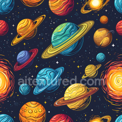 seamless Seamless 3D Space PBR Texture with Colorful Cartoon Planets and Starfield texture 8k free download PBR