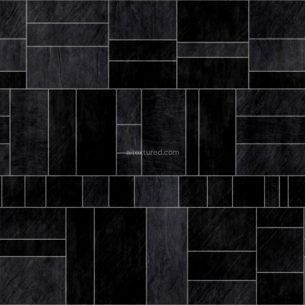 Seamless dark tiles PBR texture with varied patterns