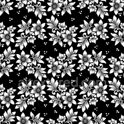 seamless Seamless 3D PBR Texture Featuring Black & White Stylized Floral Fabric Pattern texture 8k free download PBR