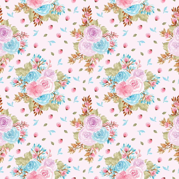 Featuring Soft Watercolor Floral Bouquet Pattern in Pastels seamless PBR texture preview