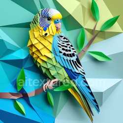 seamless Seamless 3D PBR Texture of Budgerigar Origami Style Feathers in Vibrant Colors texture 8k free download PBR