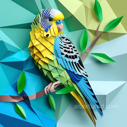 Animal - Seamless 3D PBR Texture of Budgerigar Origami Style Feathers in Vibrant Colors texture preview
