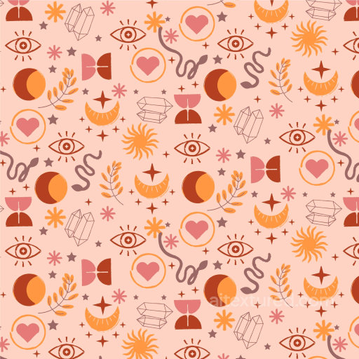 Featuring Boho Mystical Symbols and Warm Tones seamless Boho Seamless PBR texture