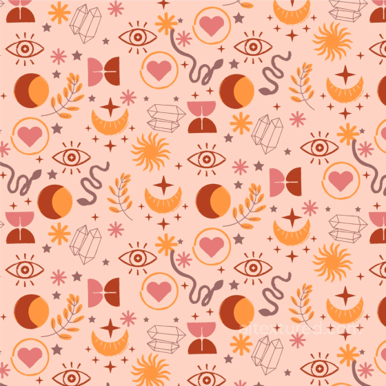 Featuring Boho Mystical Symbols and Warm Tones Boho Seamless texture preview