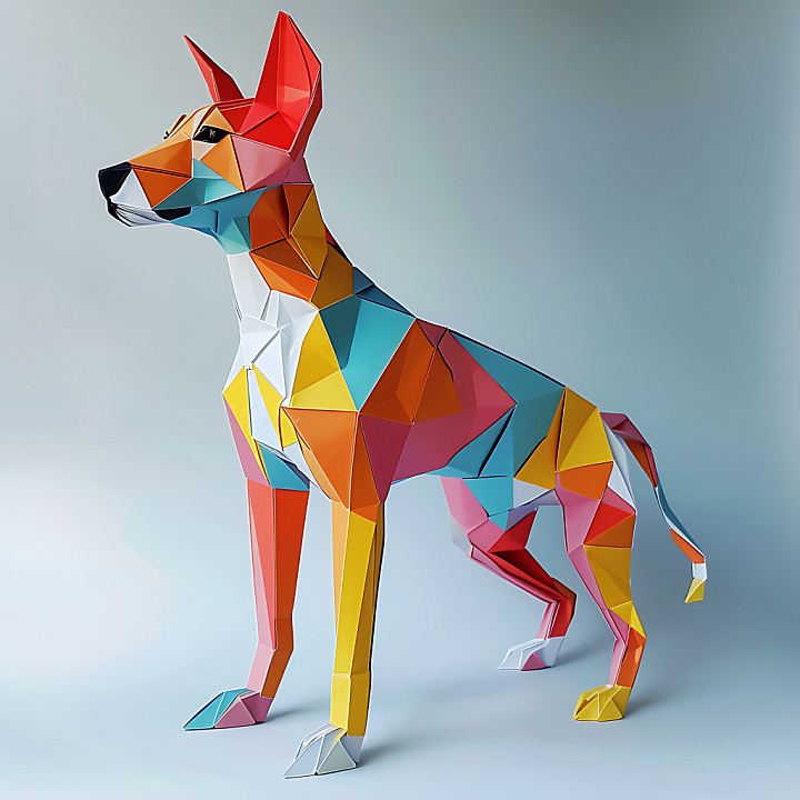 with Origami-Inspired Basenji Dog Colors and Geometry seamless PBR texture preview