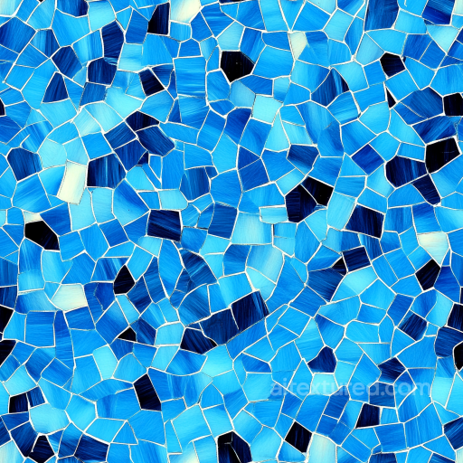 Mosaic PBR Texture Featuring Blue Ceramic Tiles with Varied Tones and White Grout seamless Mosaic PBR texture