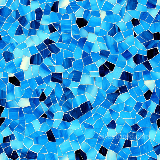 Mosaic PBR Texture Featuring Blue Ceramic Tiles with Varied Tones and White Grout Mosaic texture preview