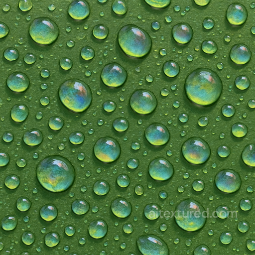 Iridescent Drops On Leaf Surface seamless Drops on the surface PBR texture