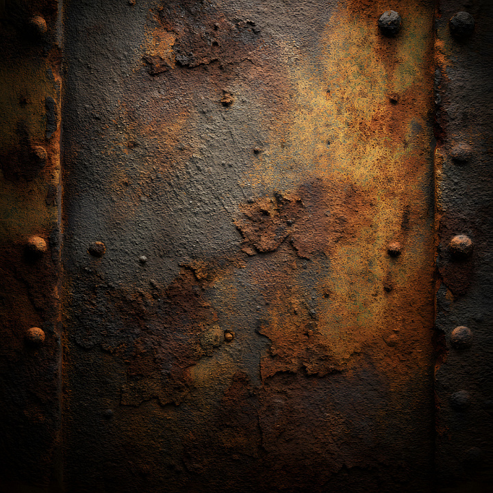 Rusty Metal with Corrosion Cracks and Riveted Detail seamless PBR texture preview