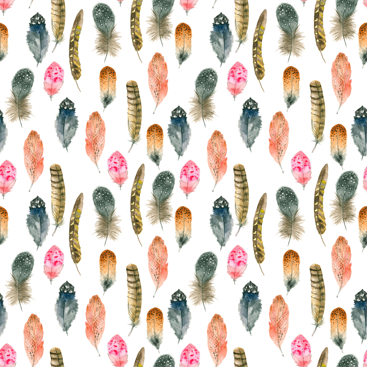 with Colorful Watercolor Feathers for Boho Designs seamless PBR texture preview
