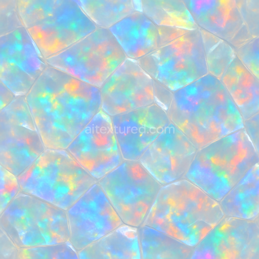 Seamless 3d texture pbr 8k opal crystalline structure with rainbow sheen and translucent glossy finish reflective surface