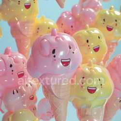 seamless Seamless 3D Inflated Glossy Vinyl Texture with Playful Bubble Shapes in Pink and Yellow texture 8k free download PBR