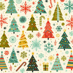 seamless Seamless 3D PBR Texture with Colorful Christmas Trees and Snowflakes Pattern texture 8k free download PBR