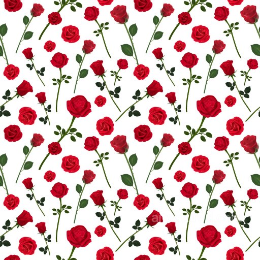 Pattern Texture Featuring Red Rose Blooms and Stems seamless Pattern Bundle PBR texture
