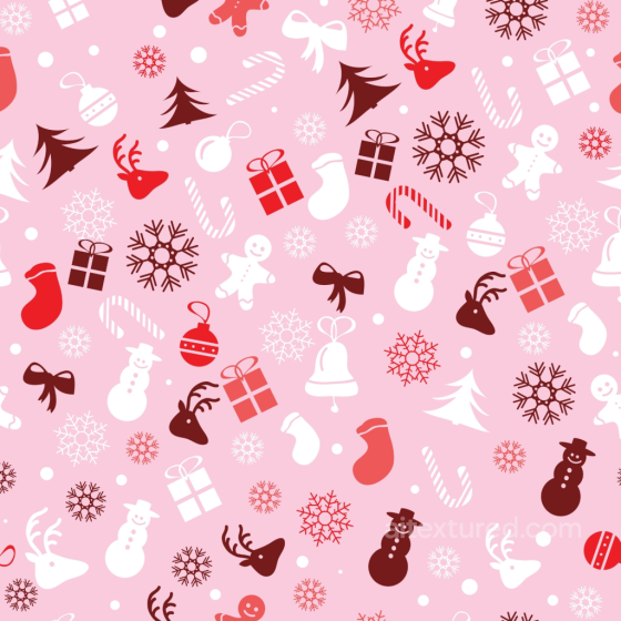 Christmas Pink Festive Pattern Texture with Holiday Icons Christmas Pink texture preview