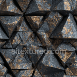 seamless Seamless 3D Metallic Black Stone Rock PBR Texture with Geometric Pyramid Pattern texture 8k free download PBR