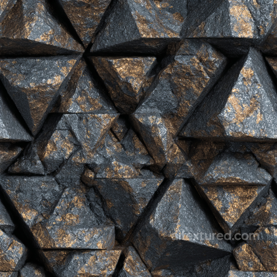 Metallic Black Stone Rock PBR Texture with Geometric Pyramid Pattern Stone texture preview