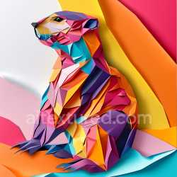 seamless Seamless 3D PBR Texture of Vibrant Origami Beaver Art with Geometric Color Blocks texture 8k free download PBR