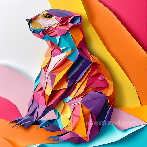 Animal - Seamless 3D PBR Texture of Vibrant Origami Beaver Art with Geometric Color Blocks texture preview