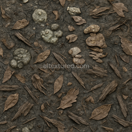 Seamless 3d texture pbr 8k cracked earth with dark stone and mold spores overlay
