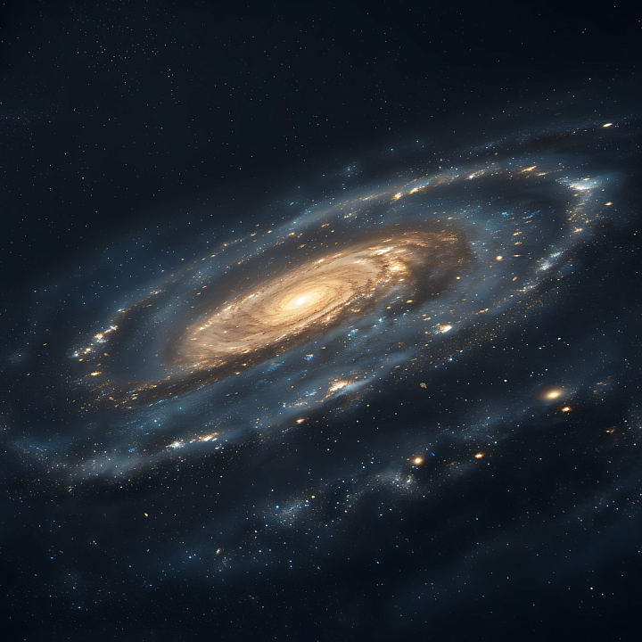 Spiral Galaxy Space with Glowing Star Clusters seamless PBR texture preview
