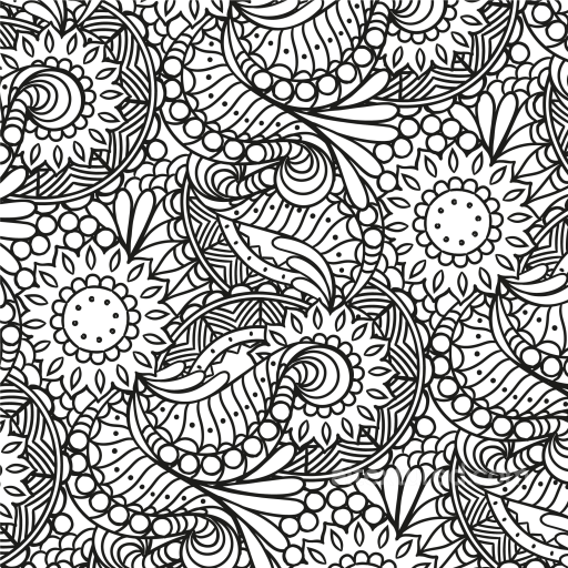 Featuring Intricate Black and White Floral and Paisley Pattern seamless White & Black PBR texture